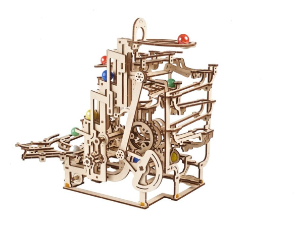 Ugears 3D Wooden Puzzle Marble Run Tiered Hoist 12