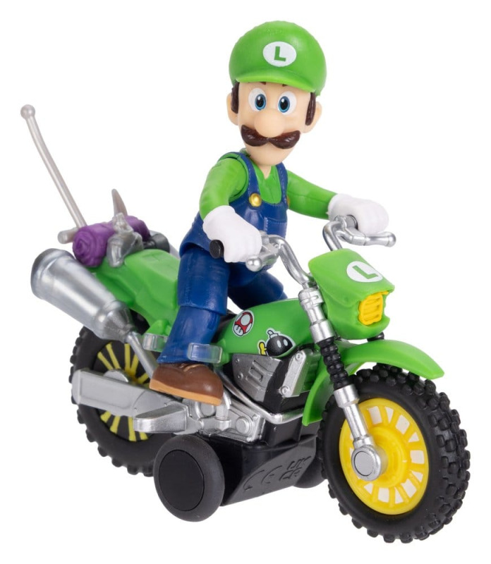 The Super Mario Galaxy Movie Action Figure with Pull Back Motorcycle Luigi 6 cm