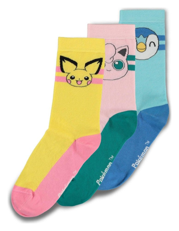 Pokémon Socks 3-Pack Crew 39-42
