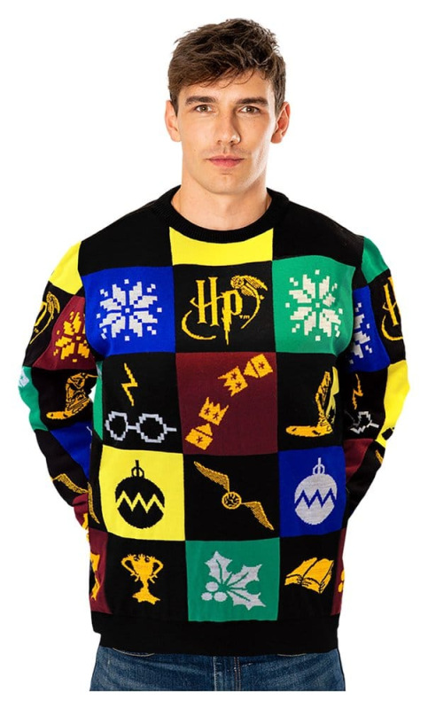 Harry Potter Christmas Sweater Deluxe Patchwork Knitted Size XL 1