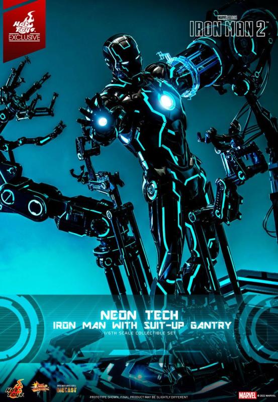 Iron Man 2: Neon Tech Iron Man with Suit-Up Gantry 1/6 Action Figure - Hot Toys