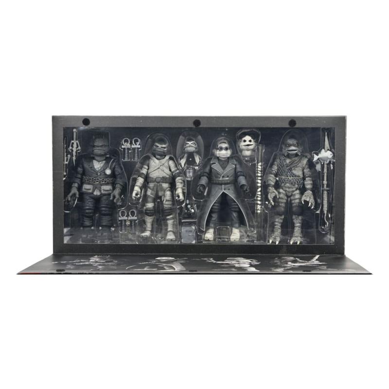 Universal Monsters x Teenage Mutant Ninja Turtles Action Figures 4-Pack Turtles Black & White 18 cm