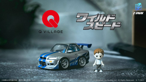 Fast & Furious Q-Village Vehicle with mini-figure Nissan Skyline GT-R (R34) 9 cm 5