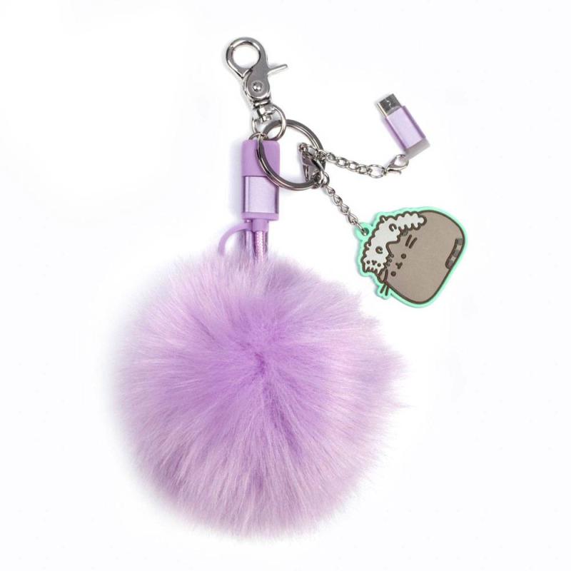 Pusheen USB Charging Cable 3in1 with Keychain Pom Pom