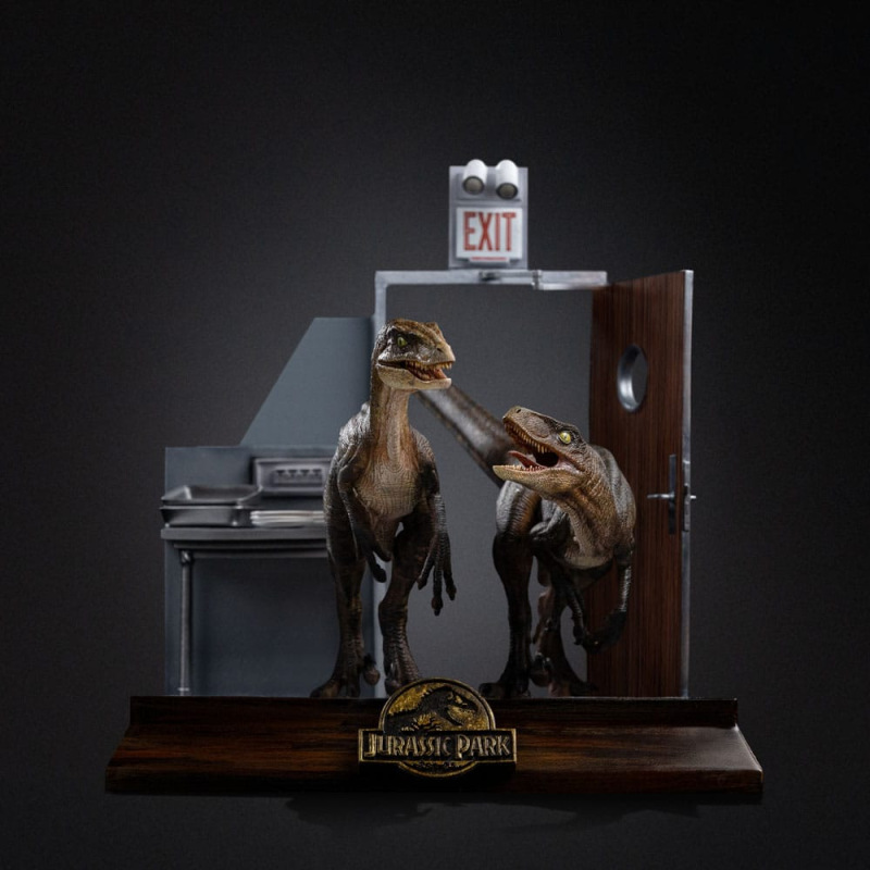 Jurassic Park Art Scale Statue 1/10 Raptors at the Kitchen's Door 28 cm 2