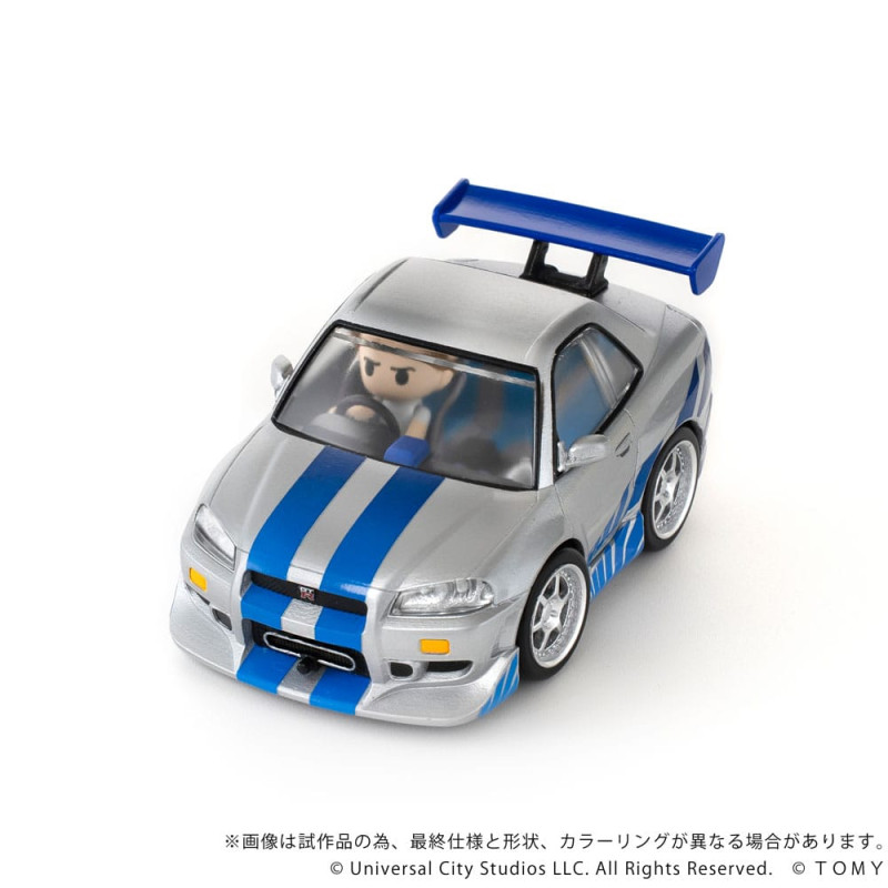 Fast & Furious Q-Village Vehicle with mini-figure Nissan Skyline GT-R (R34) 9 cm 2