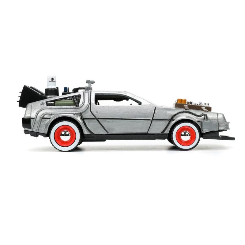 Back to the Future III Hollywood Rides Diecast Model 1/32 DeLorean Time Machine Free Rolling