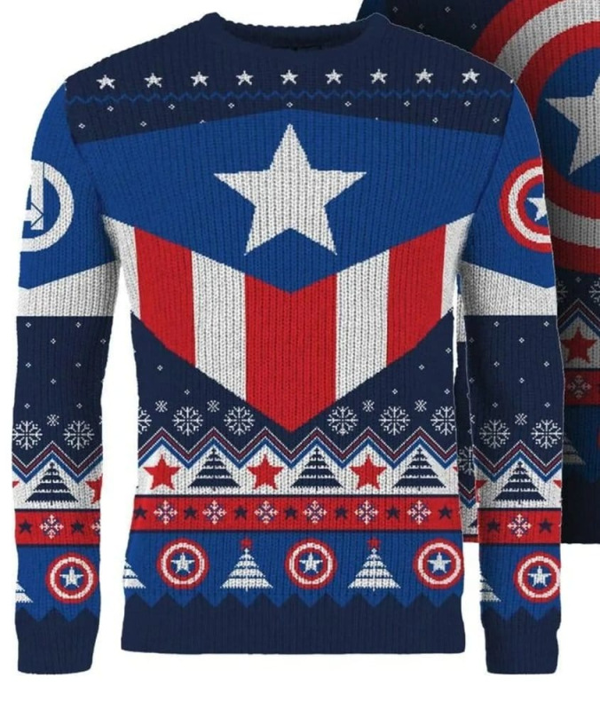 Captain America Christmas Sweater Size L 4
