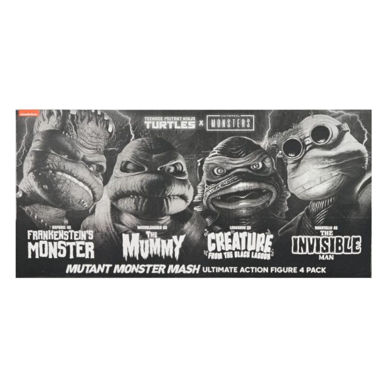 Universal Monsters x Teenage Mutant Ninja Turtles Action Figures 4-Pack Turtles Black & White 18 cm