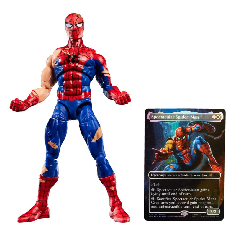 Marvel Legends Magic: The Gathering Action Figure Battle-Damaged Spider-Man (plus Exclusive Foil Car