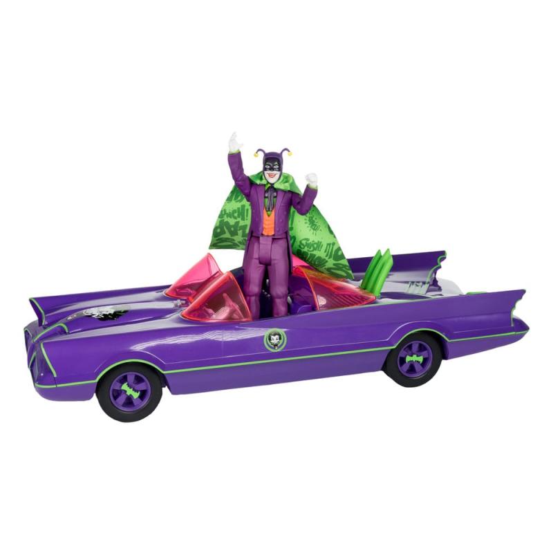 DC Retro Action Figure Batman 66 Batmobil with Joker (Gold Label) 15 cm