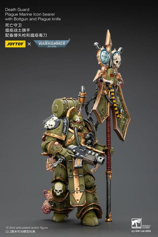Warhammer 40,000 Action Figure Death Guard Plague Marine Icon bearer with Boltgun and Plague knife 1 4