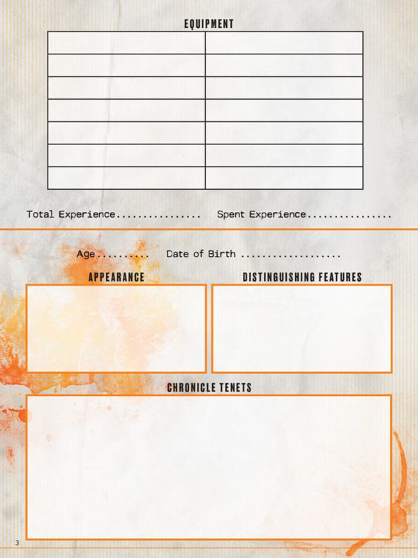 Hunter: The Reckoning 5th Edition RPG Journal Expanded Character Sheet Journal *Englische Version* 2