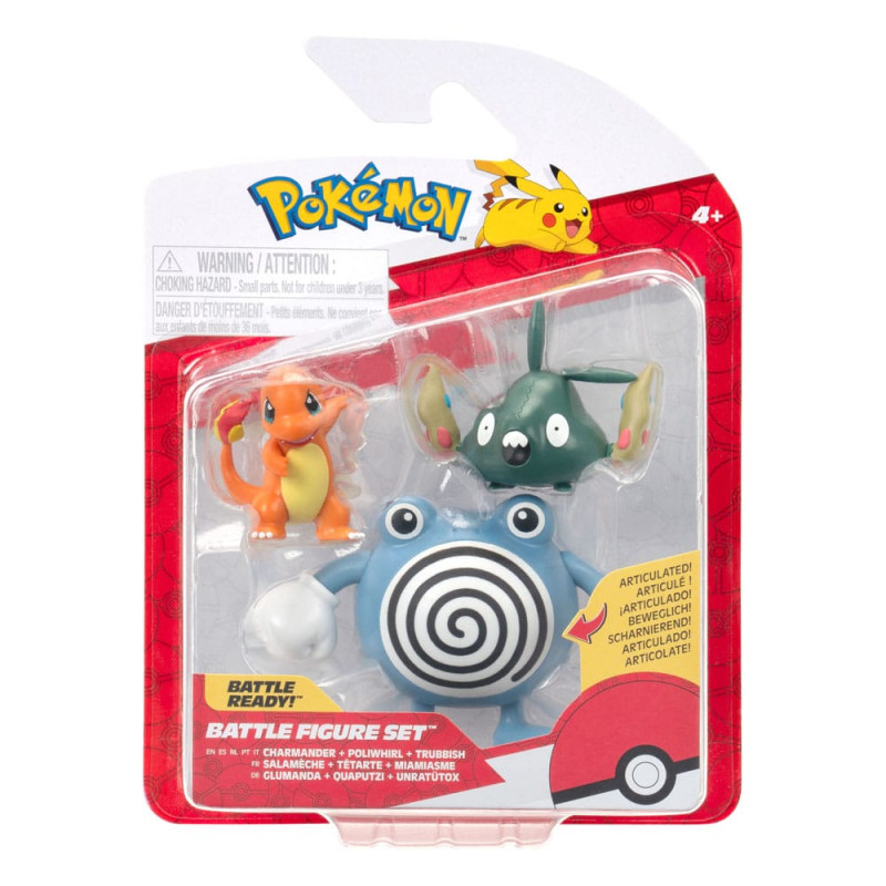 Pokémon First Partner Battle Figure Set Figure 3-Pack Charmander, Trubbish & Poliwhirl 1