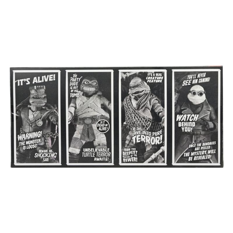 Universal Monsters x Teenage Mutant Ninja Turtles Action Figures 4-Pack Turtles Black & White 18 cm