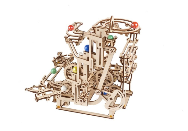 Ugears 3D Wooden Puzzle Marble Run Tiered Hoist 10