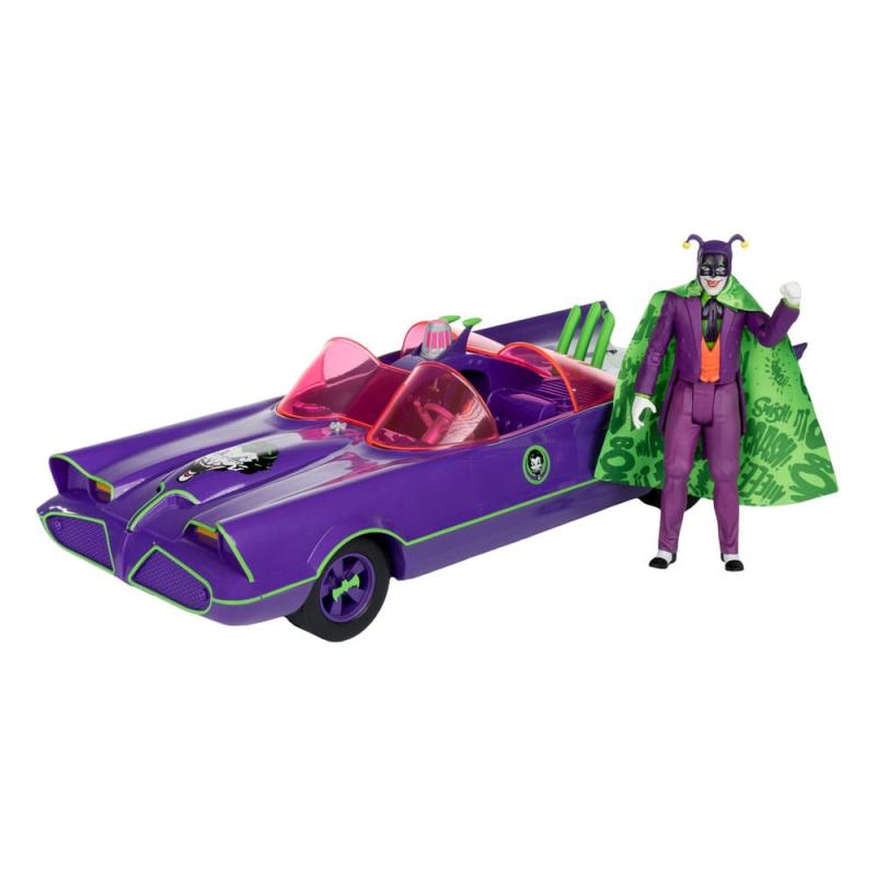 DC Retro Action Figure Batman 66 Batmobil with Joker (Gold Label) 15 cm