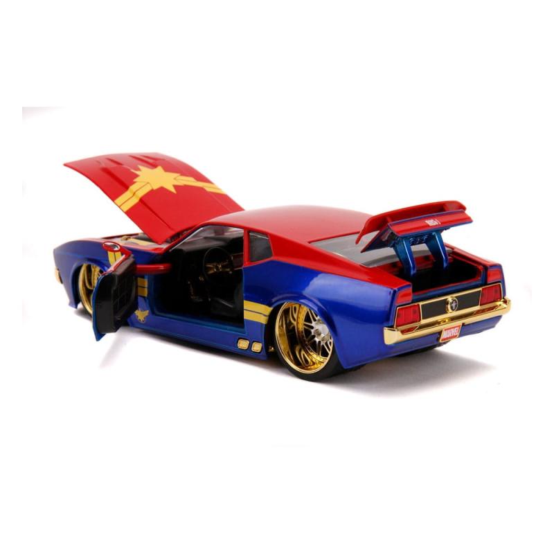 Marvel Hollywood Rides Diecast Model 1/24 1973 Ford Mustang Mach 1 with Captain Marvel Figure