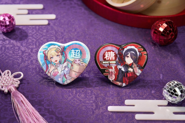 Needy Streamer Overload Needy Streamer Chinese Restaurant Series Heart-Shaped Pinback Button Ame 1