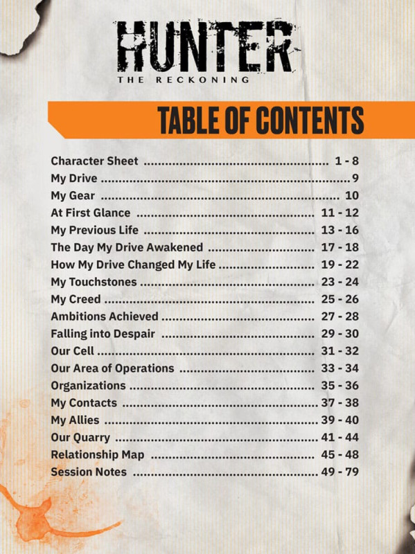 Hunter: The Reckoning 5th Edition RPG Journal Expanded Character Sheet Journal *Englische Version* 1