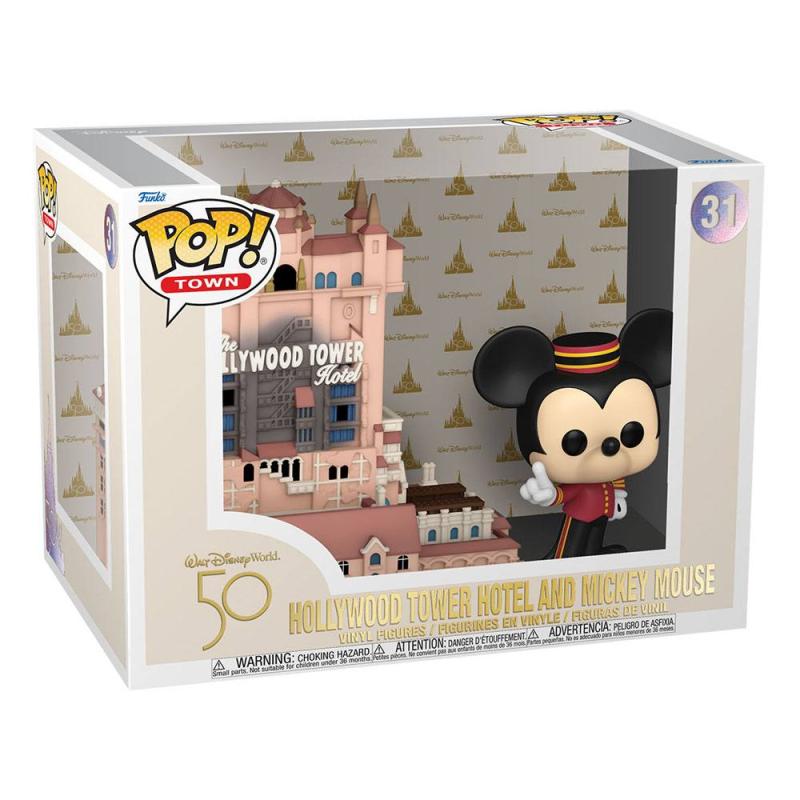 Walt Disney: Hollywood Tower Hotel and Mickey Mouse 9 cm POP! Town Vinyl Figure - Funko