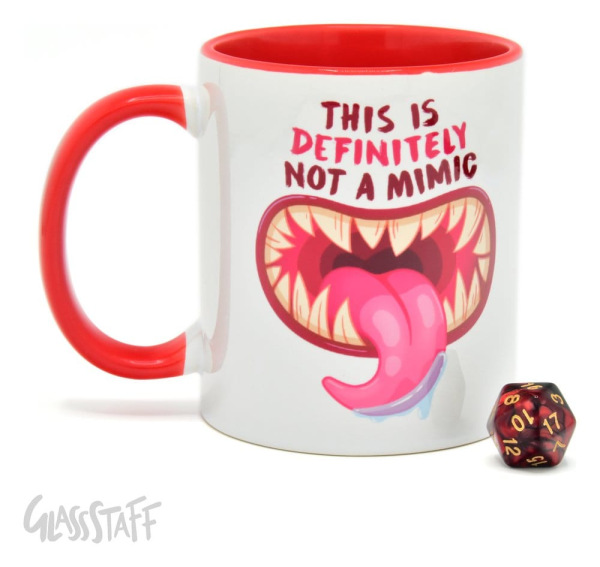 Glassstaff Gift Set Mug & Dice D20 Not a Mimic 3