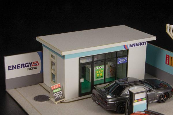 Original Illustration 1/64 Paper Model Kit 1/64 Gas Station 11 cm (re-run)