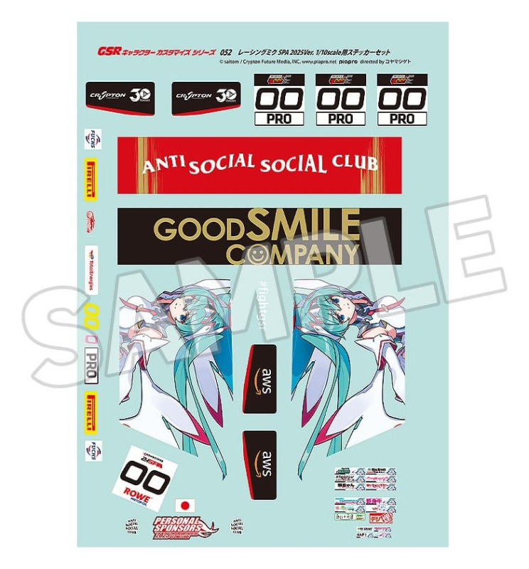 Hatsune Miku GSR Character Customization Series 052 Sticker Set for GSR Cars 1/10 Racing Miku SPA 20 2