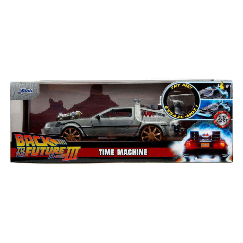 Back to the Future III Hollywood Rides Diecast Model 1/24 DeLorean Time Machine Railroad Wheels 13