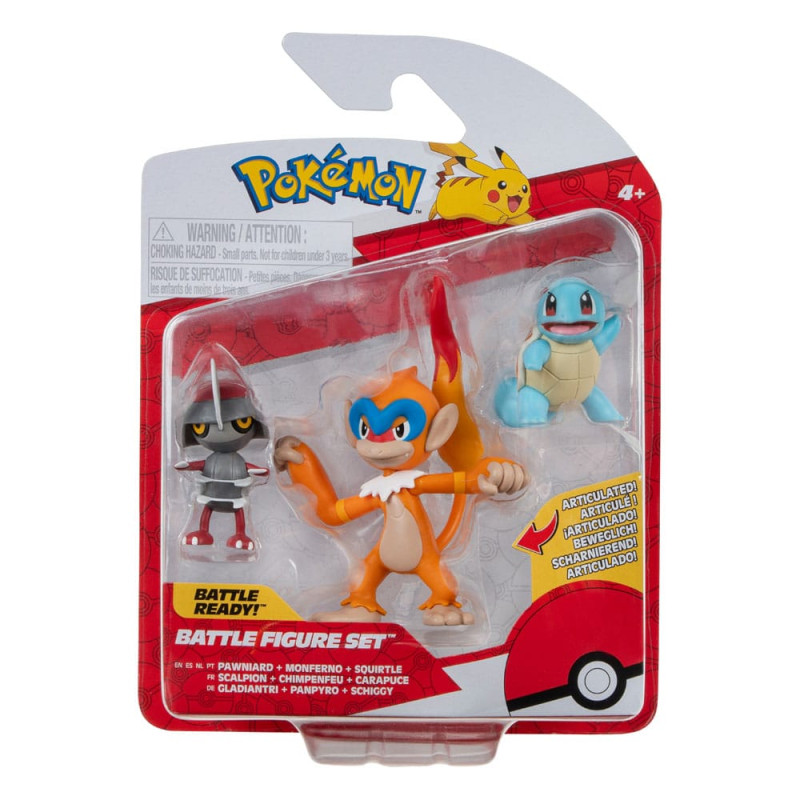 Pokémon Battle Figure Set 3-Pack Pawniard, Squirtle #1, Monferno 5 cm 4