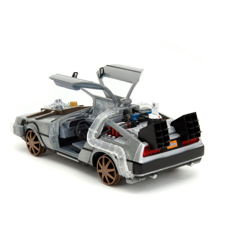 Back to the Future III Hollywood Rides Diecast Model 1/24 DeLorean Time Machine Railroad Wheels 11