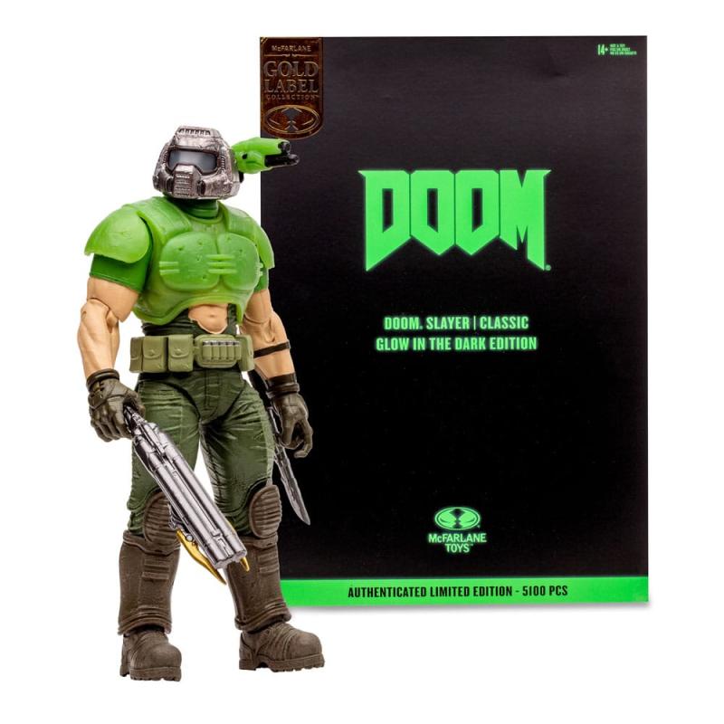 Doom Eternal Action Figure Doom Slayer Classic (Glow In The Dark Edition) Gold Label 18 cm