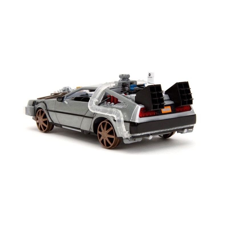 Back to the Future III Hollywood Rides Diecast Model 1/24 DeLorean Time Machine Railroad Wheels 3