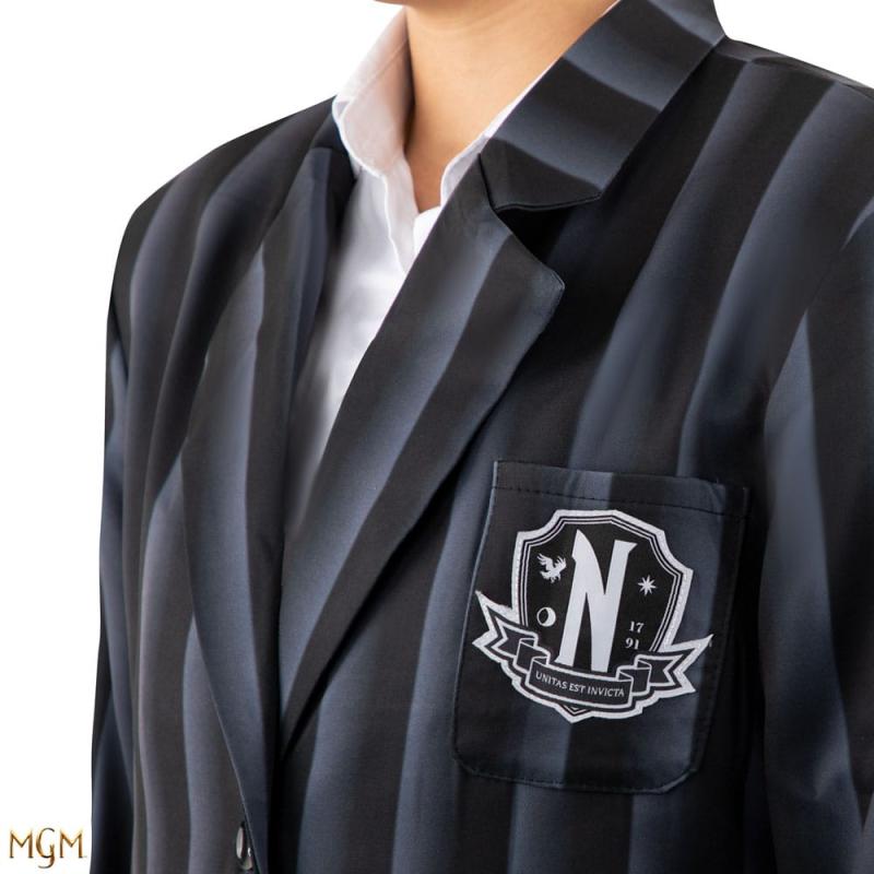 Wednesday Jacket Nevermore Academy black Striped Blazer Size L