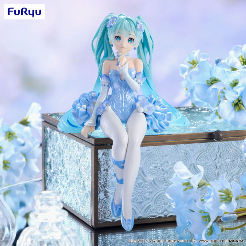 Hatsune Miku Noodle Stopper PVC Statue Flower Fairy Nemophila Pail Blue Color Ver. 15 cm 8