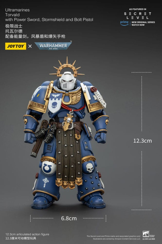 Warhammer 40,000 Action Figure Ultramarines Torvald with Power Sword, Stormshield and Bolt Pistol 13 2