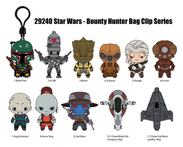 Star Wars Most Wanted Bounty Hunters 3D PVC Bag Clips Series 1 Display (24) 1