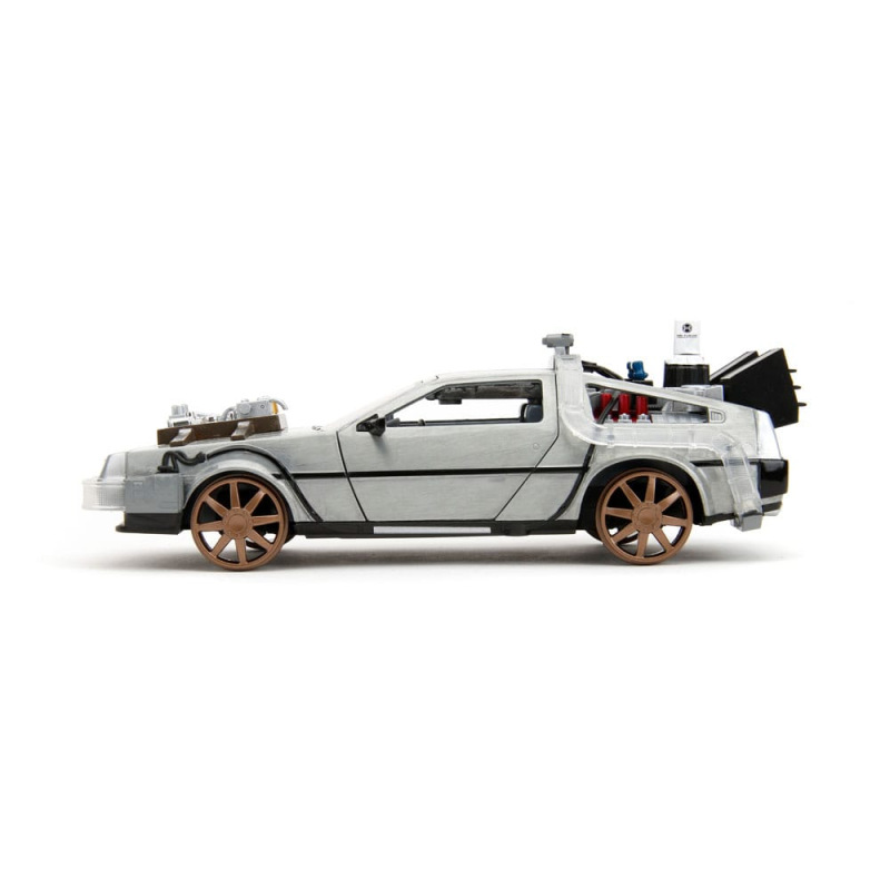 Back to the Future III Hollywood Rides Diecast Model 1/24 DeLorean Time Machine Railroad Wheels 2