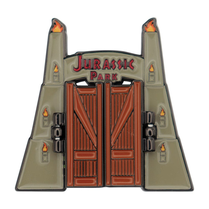 Jurassic Park Pin Badge Gates Hinged 3