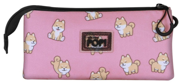 Oh My Pop! Triple Pencil case Shiba Pink 1