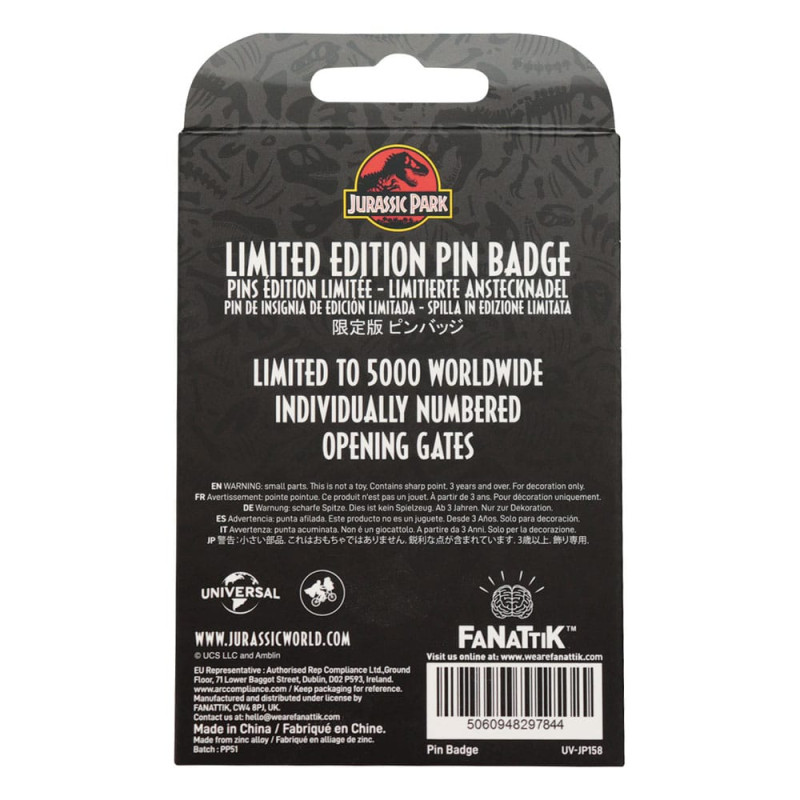 Jurassic Park Pin Badge Gates Hinged 1