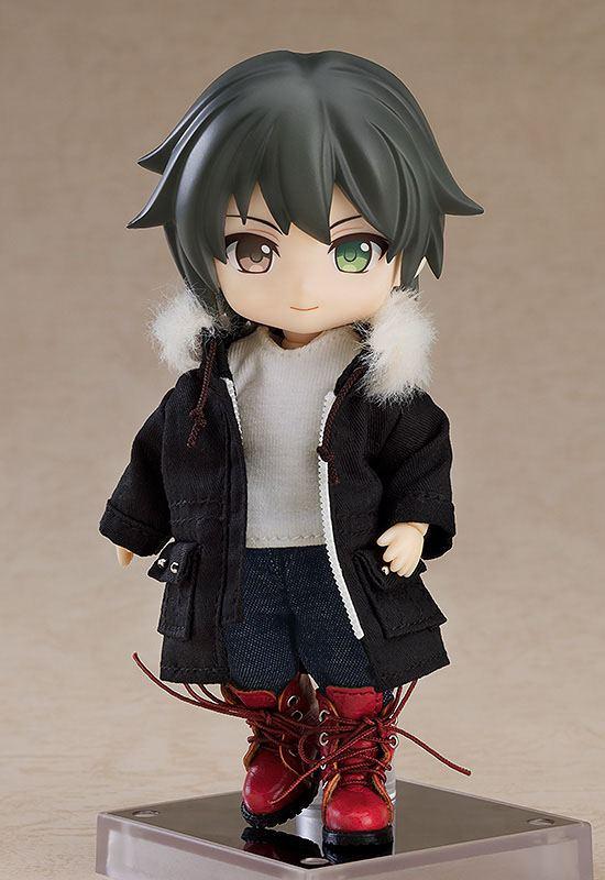 Original Character Parts for Nendoroid Doll Figures Warm Clothing Set: Boots & Mod Coat (Black)