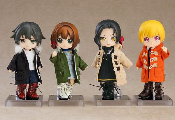 Original Character Parts for Nendoroid Doll Figures Warm Clothing Set: Boots & Mod Coat (Black)