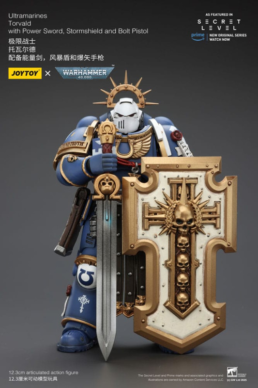 Warhammer 40,000 Action Figure Ultramarines Torvald with Power Sword, Stormshield and Bolt Pistol 13 3