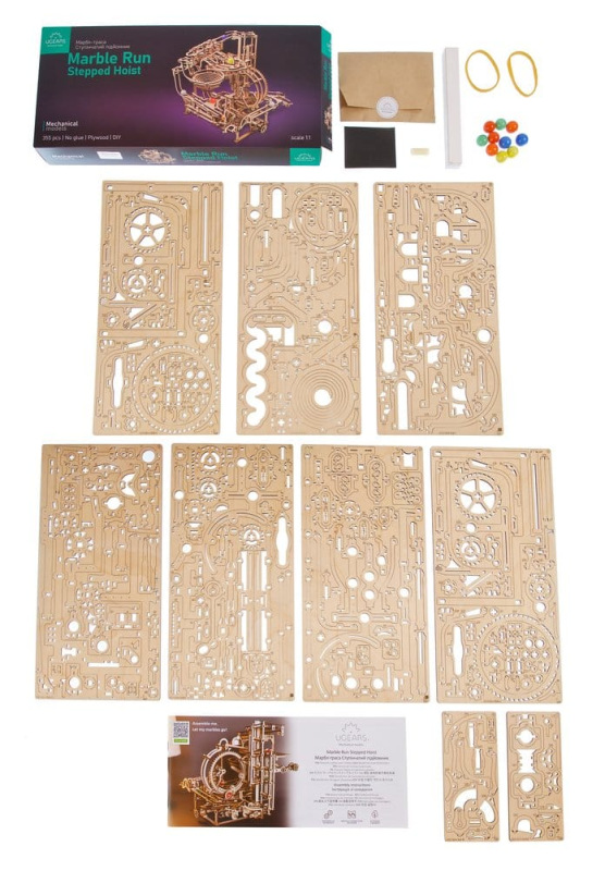 Ugears 3D Wooden Puzzle Marble Run Stepped Hoist 1