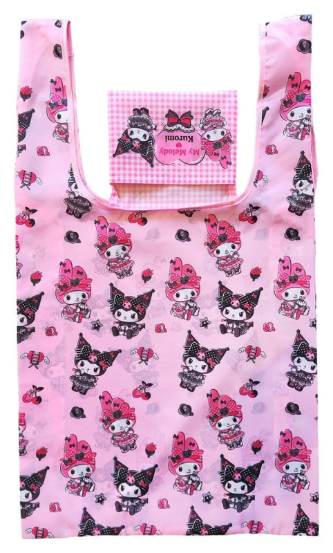 Sanrio Pink Black Party Series Tote Bag Kuromi & My Melody Foldable 1
