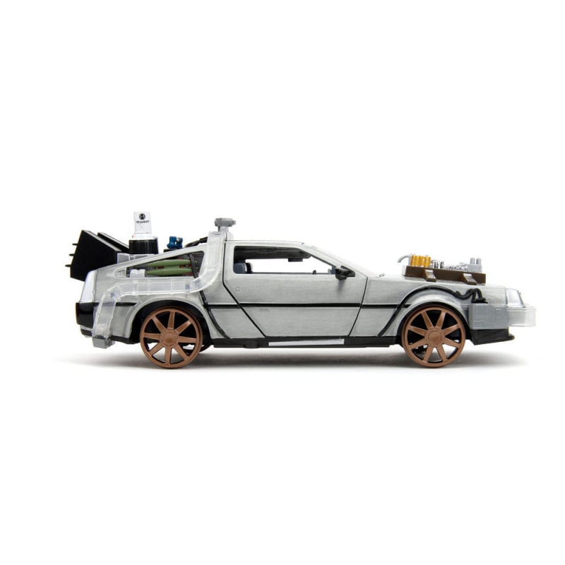 Back to the Future III Hollywood Rides Diecast Model 1/24 DeLorean Time Machine Railroad Wheels 6