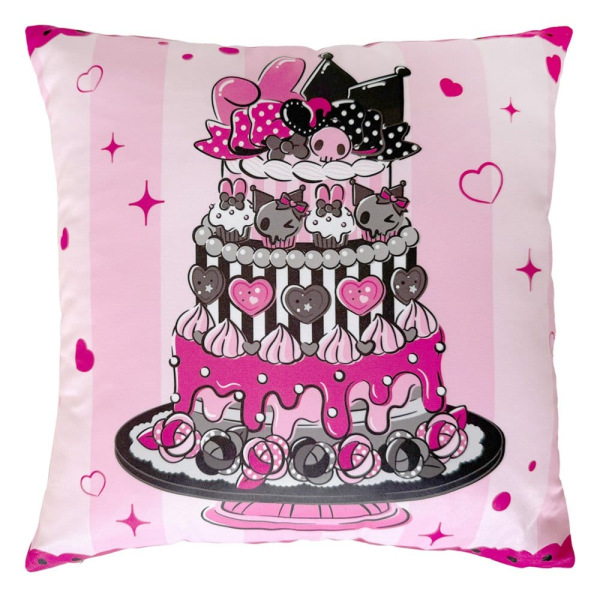 Sanrio Pink Black Party Series Pillow Kuromi & My Melody 35 x 35 cm 1