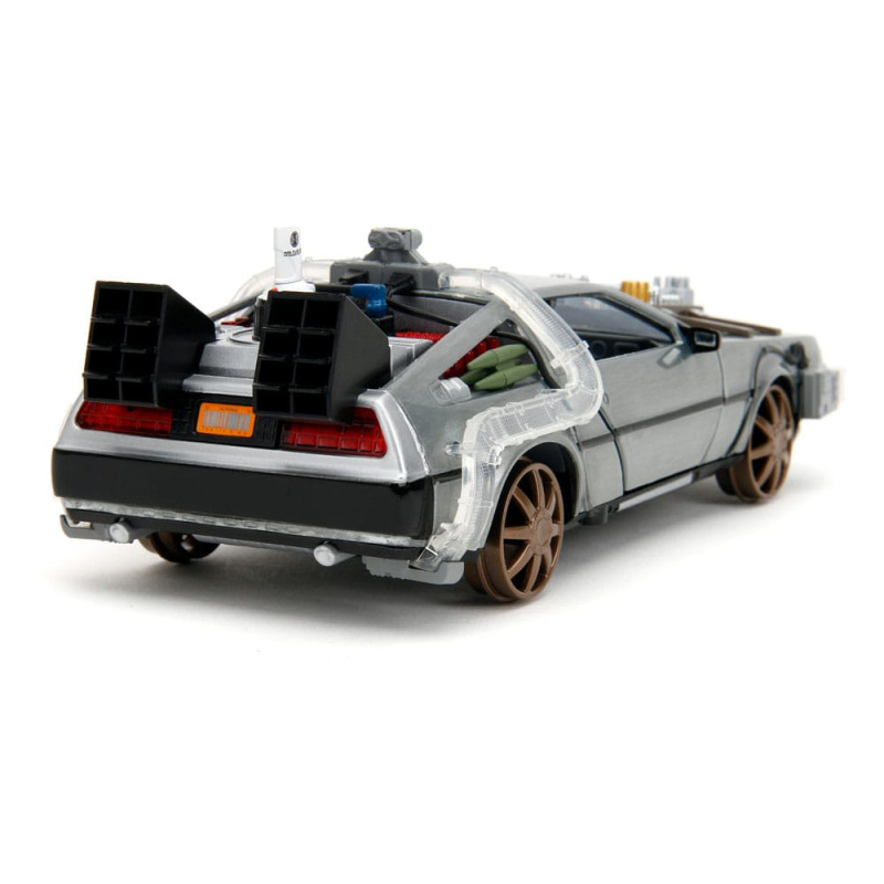 Back to the Future III Hollywood Rides Diecast Model 1/24 DeLorean Time Machine Railroad Wheels 5