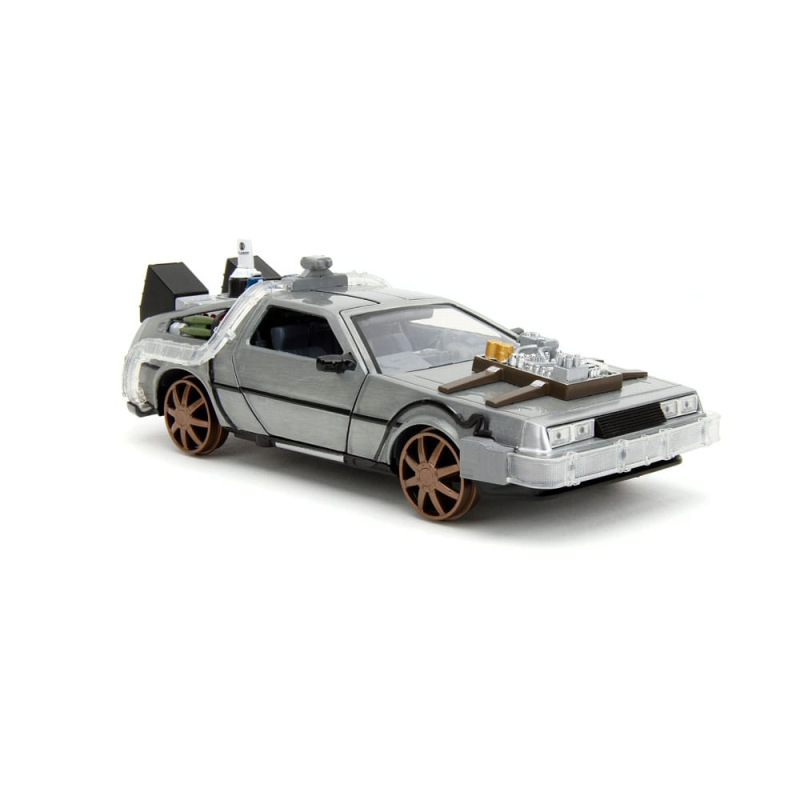 Back to the Future III Hollywood Rides Diecast Model 1/24 DeLorean Time Machine Railroad Wheels 7